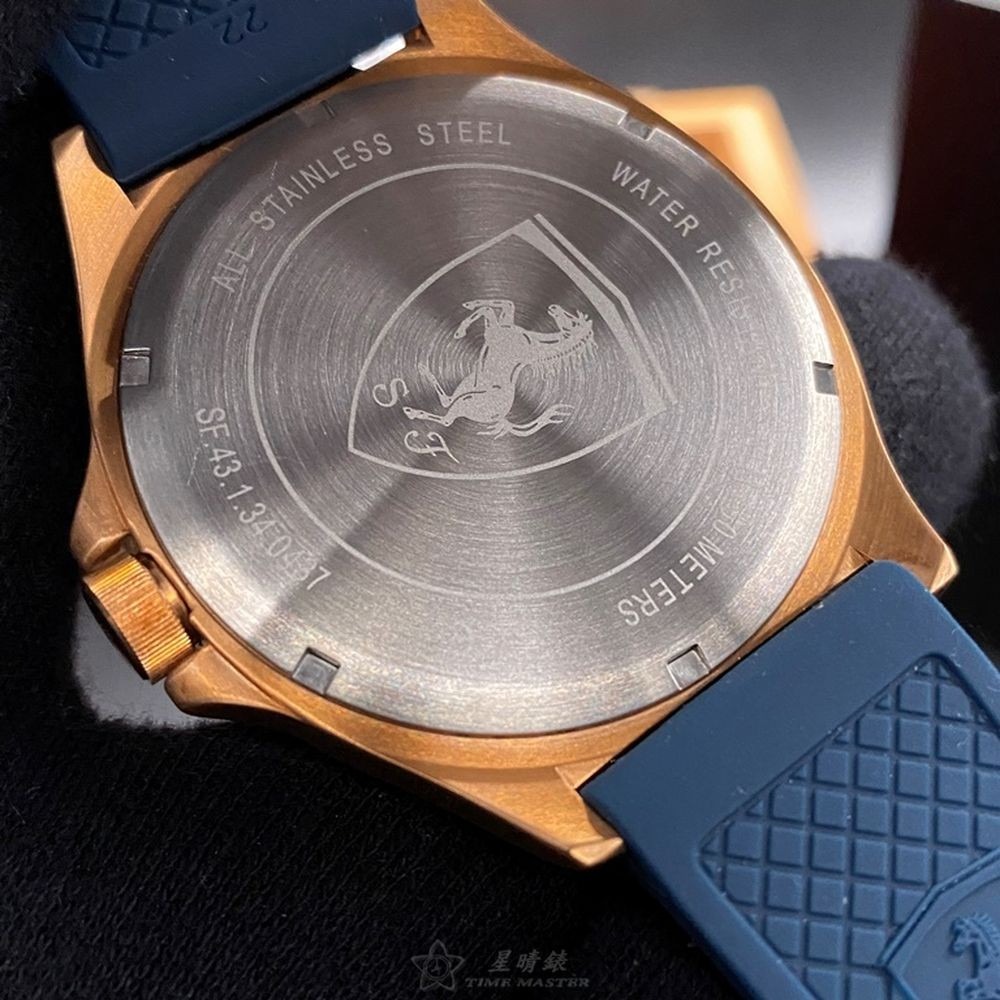 FERRARI:手錶,型號:FE00049,男錶44mm寶藍錶殼寶藍色錶面矽膠錶帶款-細節圖5