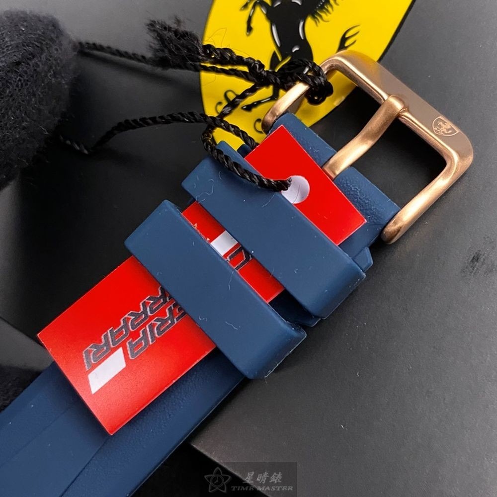 FERRARI:手錶,型號:FE00049,男錶44mm寶藍錶殼寶藍色錶面矽膠錶帶款-細節圖7