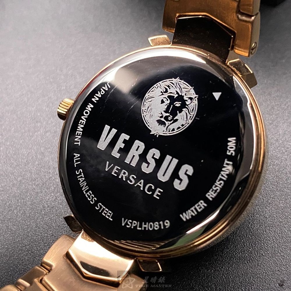 VERSUS VERSACE:手錶,型號:VV00071,女錶34mm玫瑰金錶殼寶藍色幾何立體圖形錶面精鋼錶帶款-細節圖6