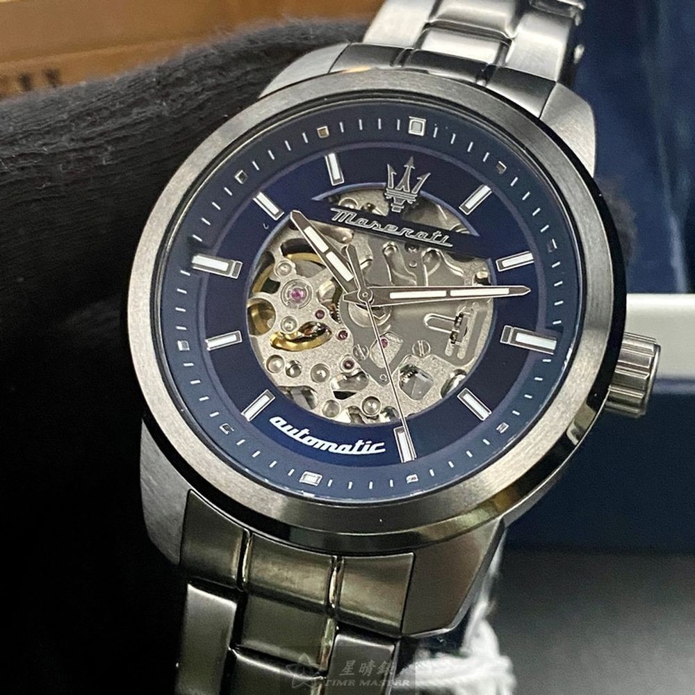 MASERATI:手錶,型號:R8823121001,男錶44mm黑錶殼寶藍色錶面精鋼錶帶款-細節圖3