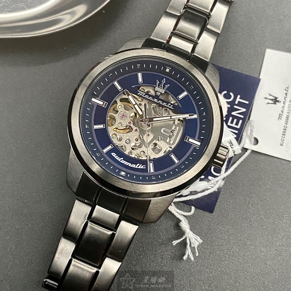 MASERATI:手錶,型號:R8823121001,男錶44mm黑錶殼寶藍色錶面精鋼錶帶款-細節圖7