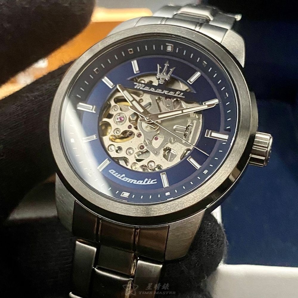 MASERATI:手錶,型號:R8823121001,男錶44mm黑錶殼寶藍色錶面精鋼錶帶款-細節圖8