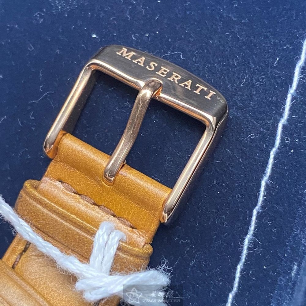 MASERATI:手錶,型號:R8871633002,男女通用錶44mm玫瑰金錶殼白色錶面真皮皮革錶帶款-細節圖7