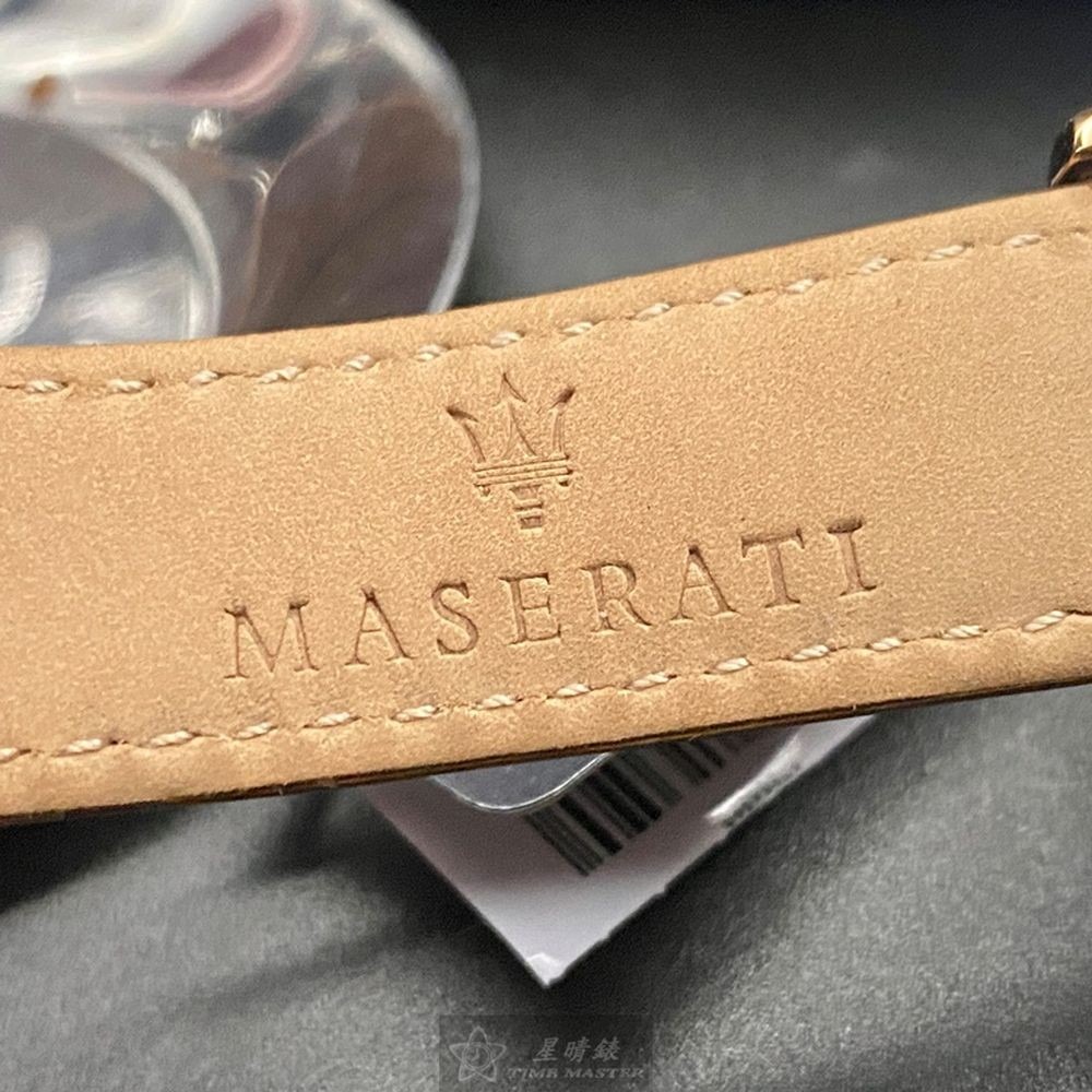 MASERATI:手錶,型號:R8871633002,男女通用錶44mm玫瑰金錶殼白色錶面真皮皮革錶帶款-細節圖8