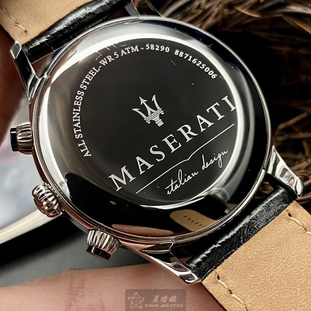 MASERATI:手錶,型號:R8871625006,男女通用錶42mm銀錶殼米黃色錶面真皮皮革錶帶款-細節圖5