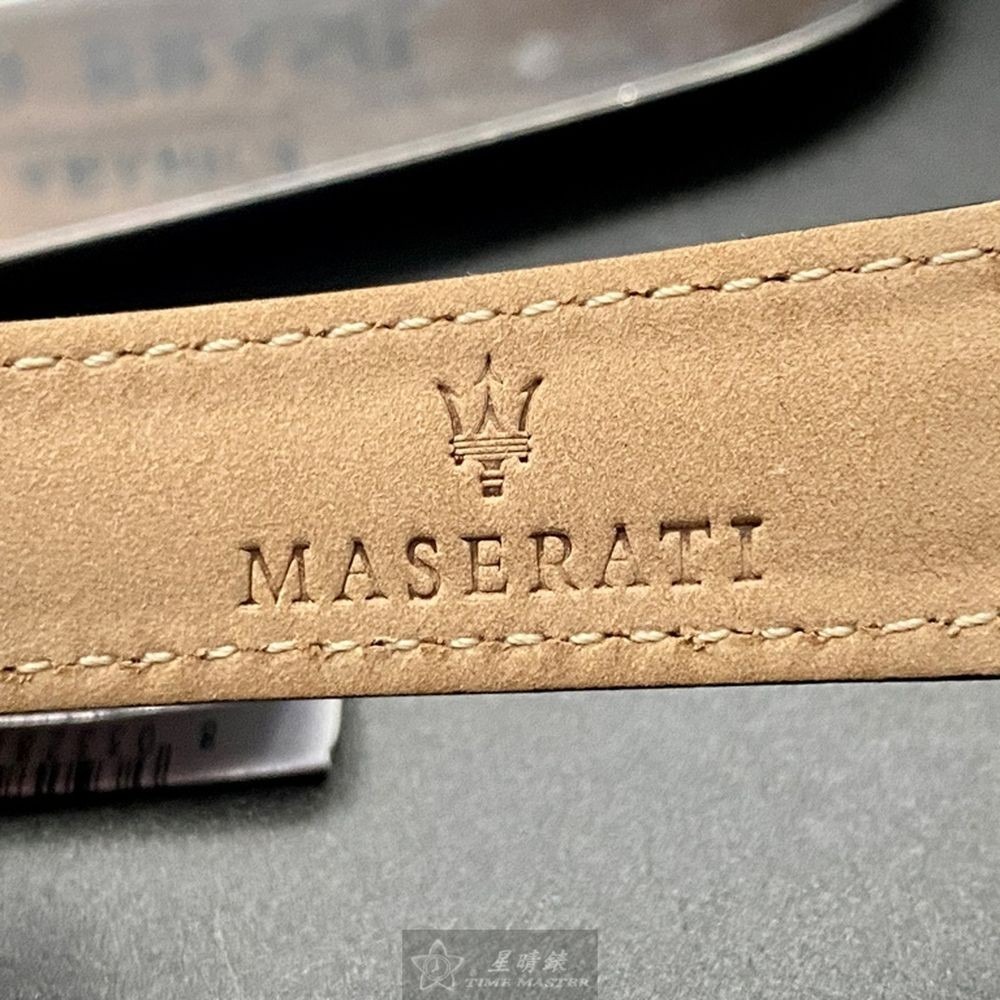 MASERATI:手錶,型號:R8871625006,男女通用錶42mm銀錶殼米黃色錶面真皮皮革錶帶款-細節圖8