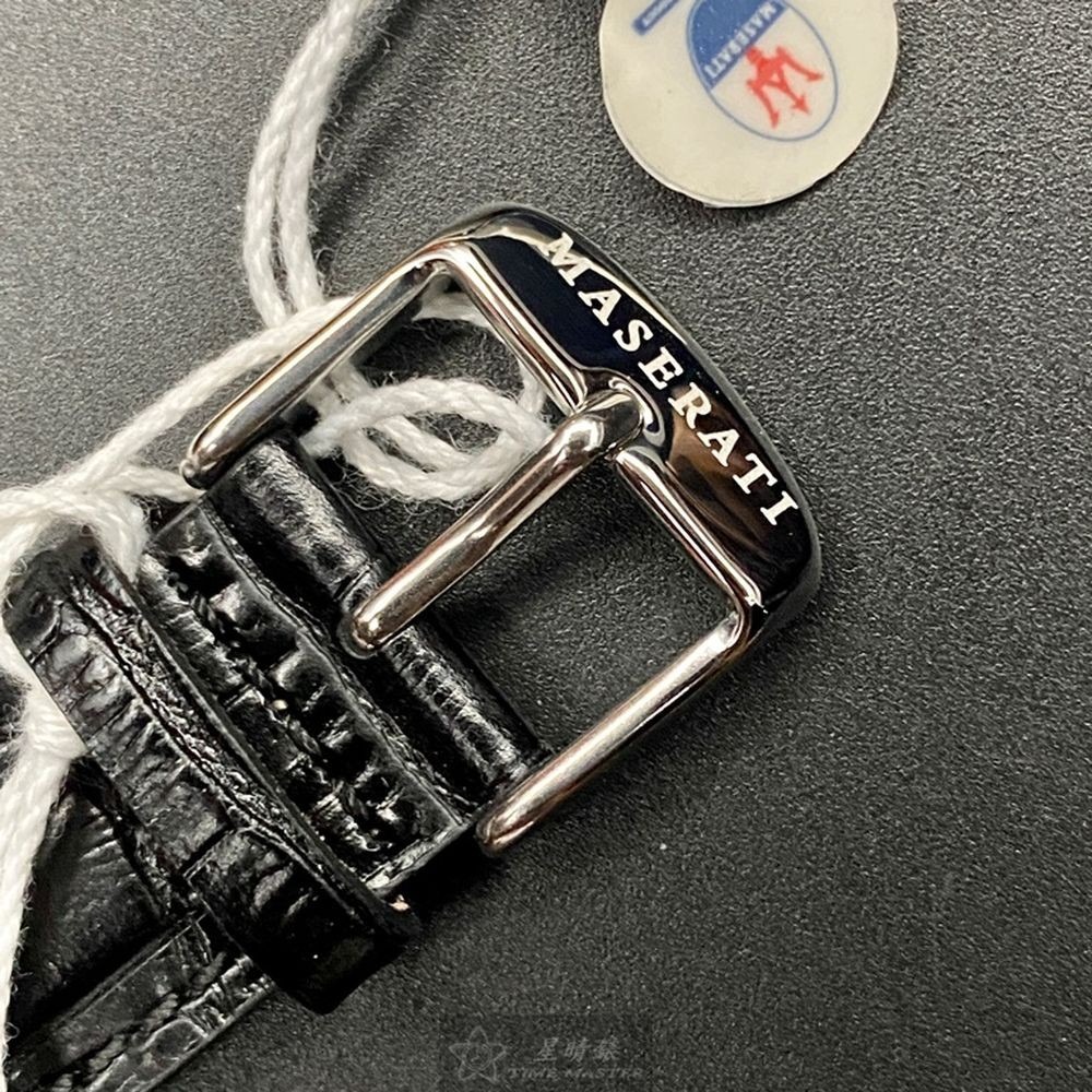 MASERATI:手錶,型號:R8871625006,男女通用錶42mm銀錶殼米黃色錶面真皮皮革錶帶款-細節圖9