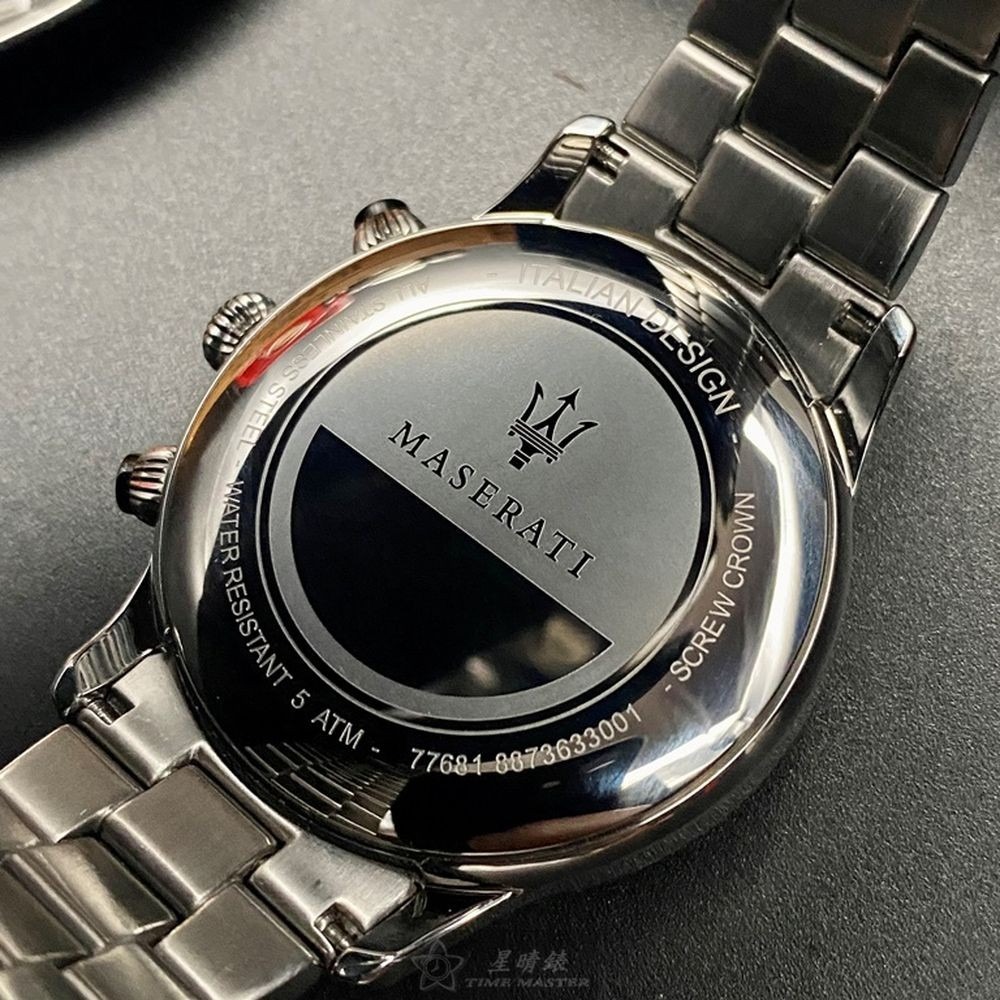 MASERATI:手錶,型號:R8873613001,男女通用錶42mm銀錶殼寶藍色錶面精鋼錶帶款-細節圖4