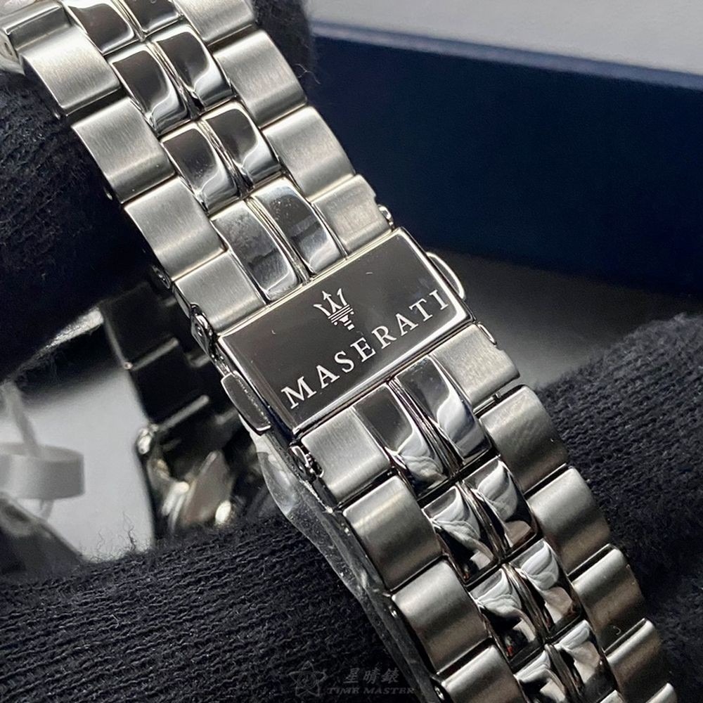 MASERATI:手錶,型號:R8873613001,男女通用錶42mm銀錶殼寶藍色錶面精鋼錶帶款-細節圖7