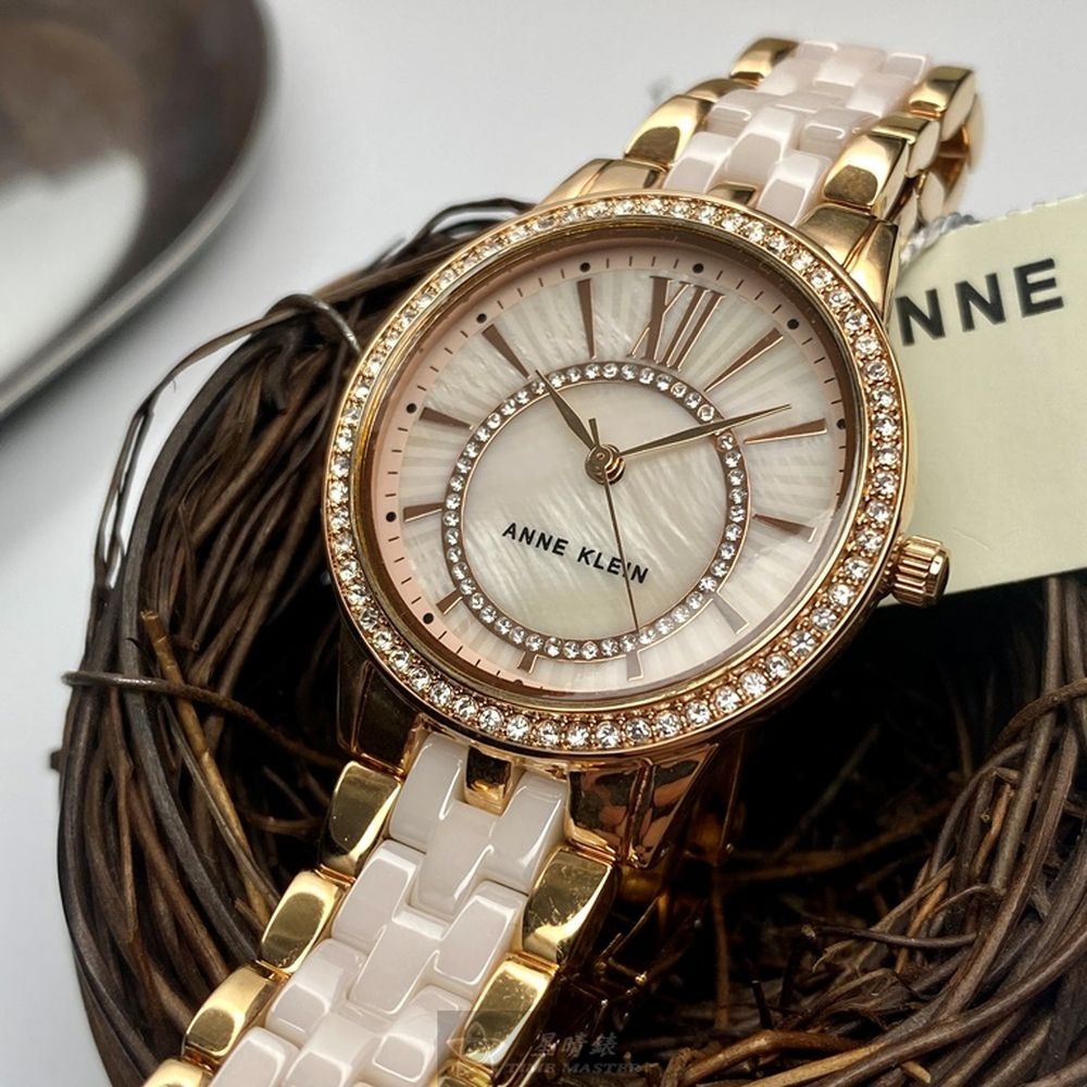 AnneKlein:手錶,型號:AN00611,女錶32mm玫瑰金錶殼粉色貝母錶面不鏽鋼陶瓷錶帶款-細節圖2