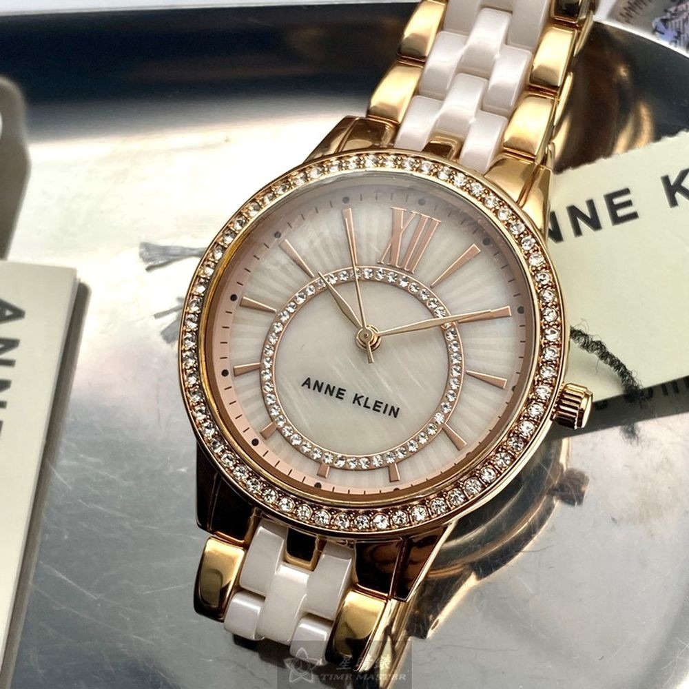 AnneKlein:手錶,型號:AN00611,女錶32mm玫瑰金錶殼粉色貝母錶面不鏽鋼陶瓷錶帶款-細節圖9