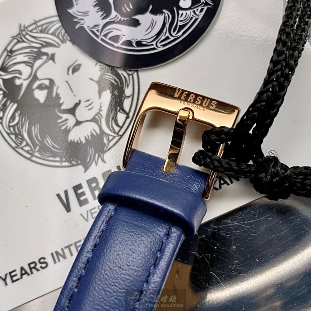 VERSUS VERSACE:手錶,型號:VV00080,女錶34mm玫瑰金錶殼寶藍色錶面真皮皮革錶帶款-細節圖7