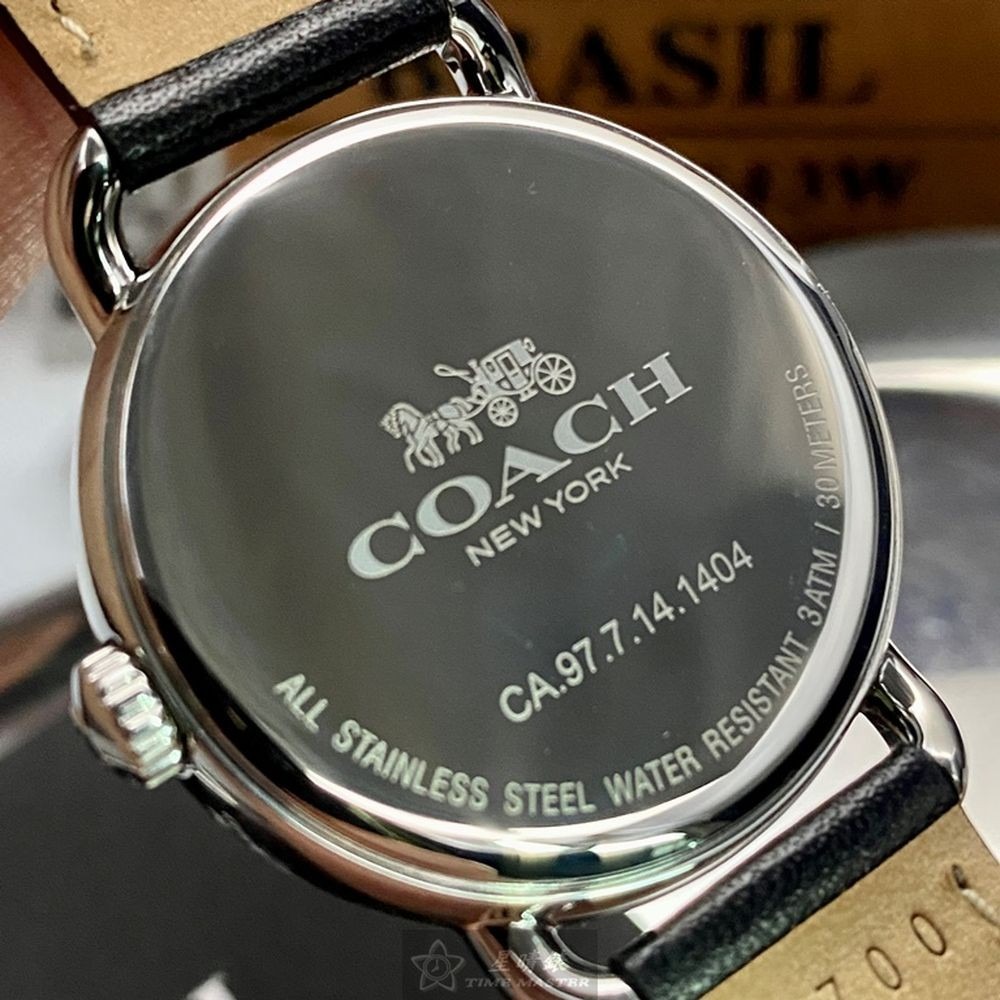 COACH:手錶,型號:CH00115,女錶36mm銀錶殼黑色錶面真皮皮革錶帶款-細節圖3