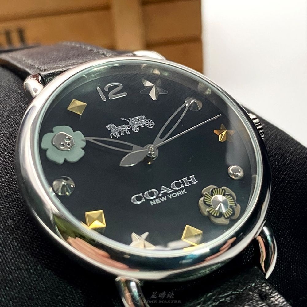 COACH:手錶,型號:CH00115,女錶36mm銀錶殼黑色錶面真皮皮革錶帶款-細節圖8