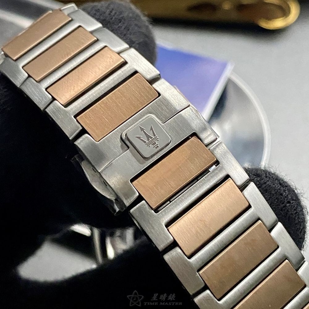 MASERATI:手錶,型號:R8873642002,男錶46mm玫瑰金錶殼寶藍色錶面精鋼錶帶款-細節圖4