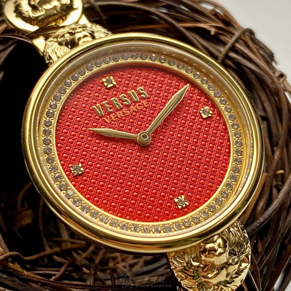 VERSUS VERSACE:手錶,型號:VV00090,女錶34mm金色錶殼紅色錶面精鋼錶帶款-細節圖3