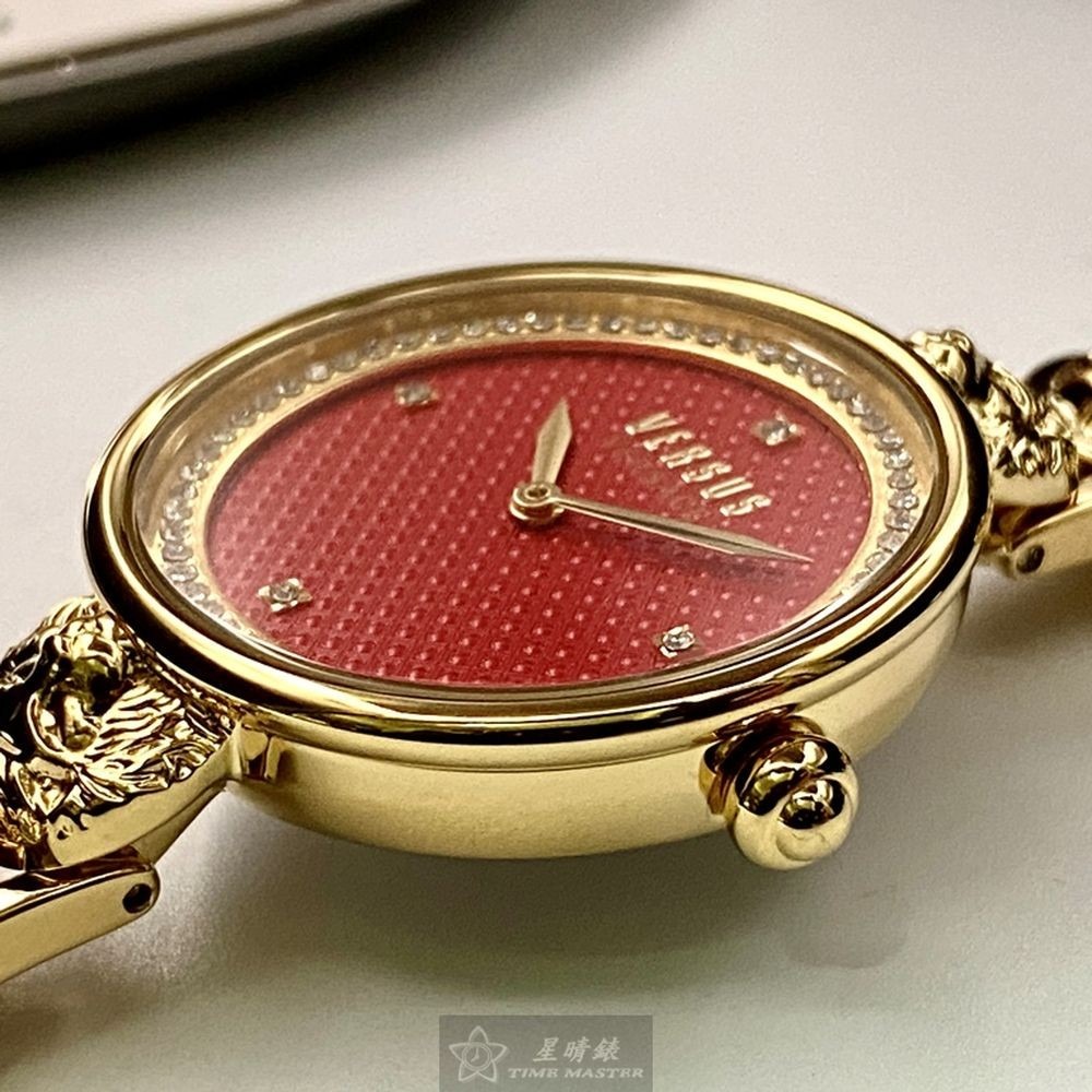 VERSUS VERSACE:手錶,型號:VV00090,女錶34mm金色錶殼紅色錶面精鋼錶帶款-細節圖8