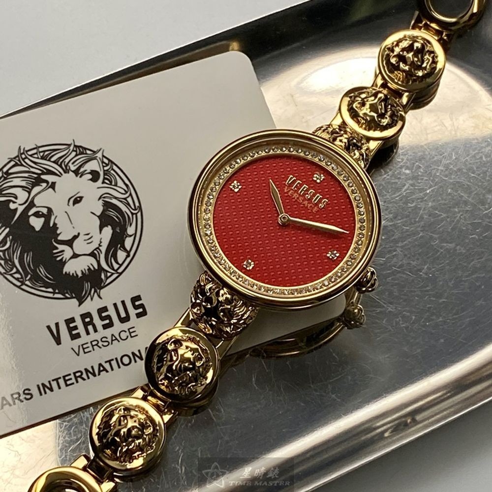 VERSUS VERSACE:手錶,型號:VV00090,女錶34mm金色錶殼紅色錶面精鋼錶帶款-細節圖9