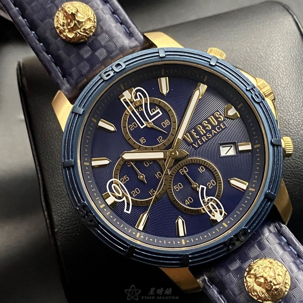 VERSUS VERSACE:手錶,型號:VV00165,男錶46mm寶藍錶殼寶藍色錶面真皮皮革錶帶款-細節圖2