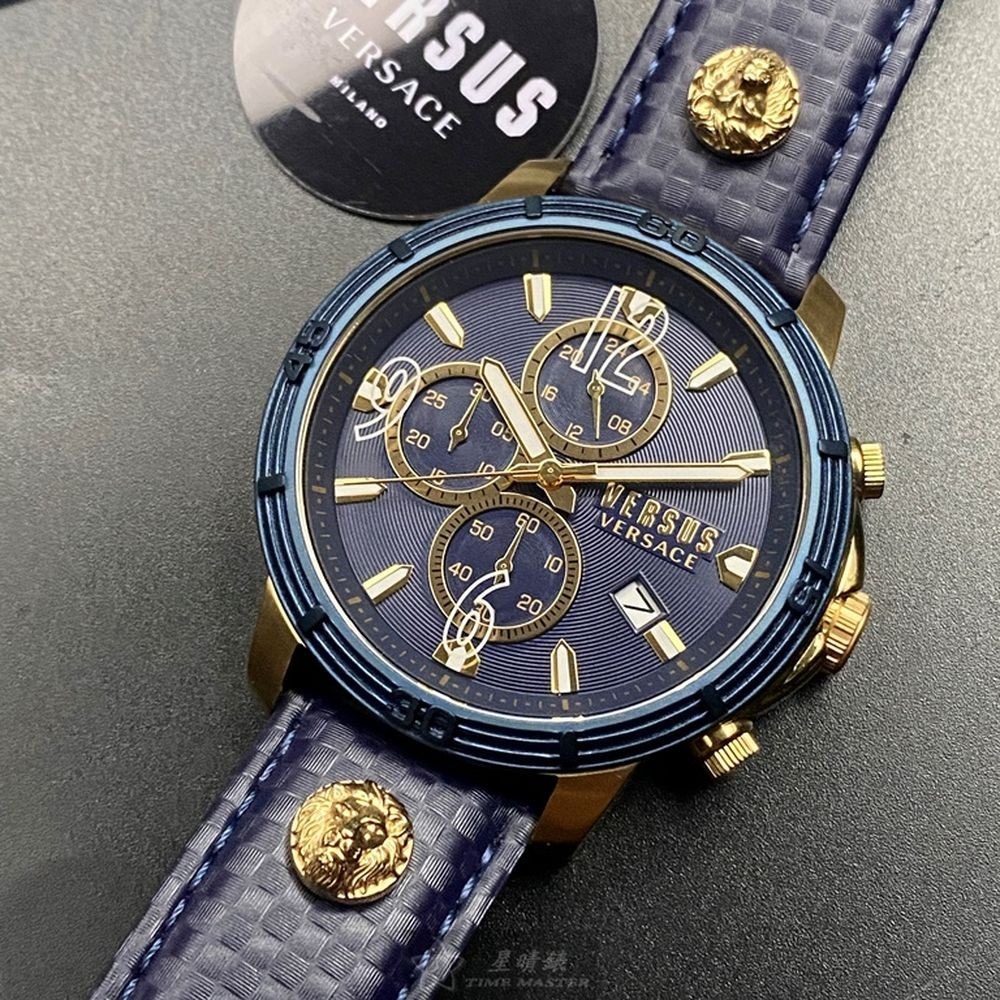 VERSUS VERSACE:手錶,型號:VV00165,男錶46mm寶藍錶殼寶藍色錶面真皮皮革錶帶款-細節圖8