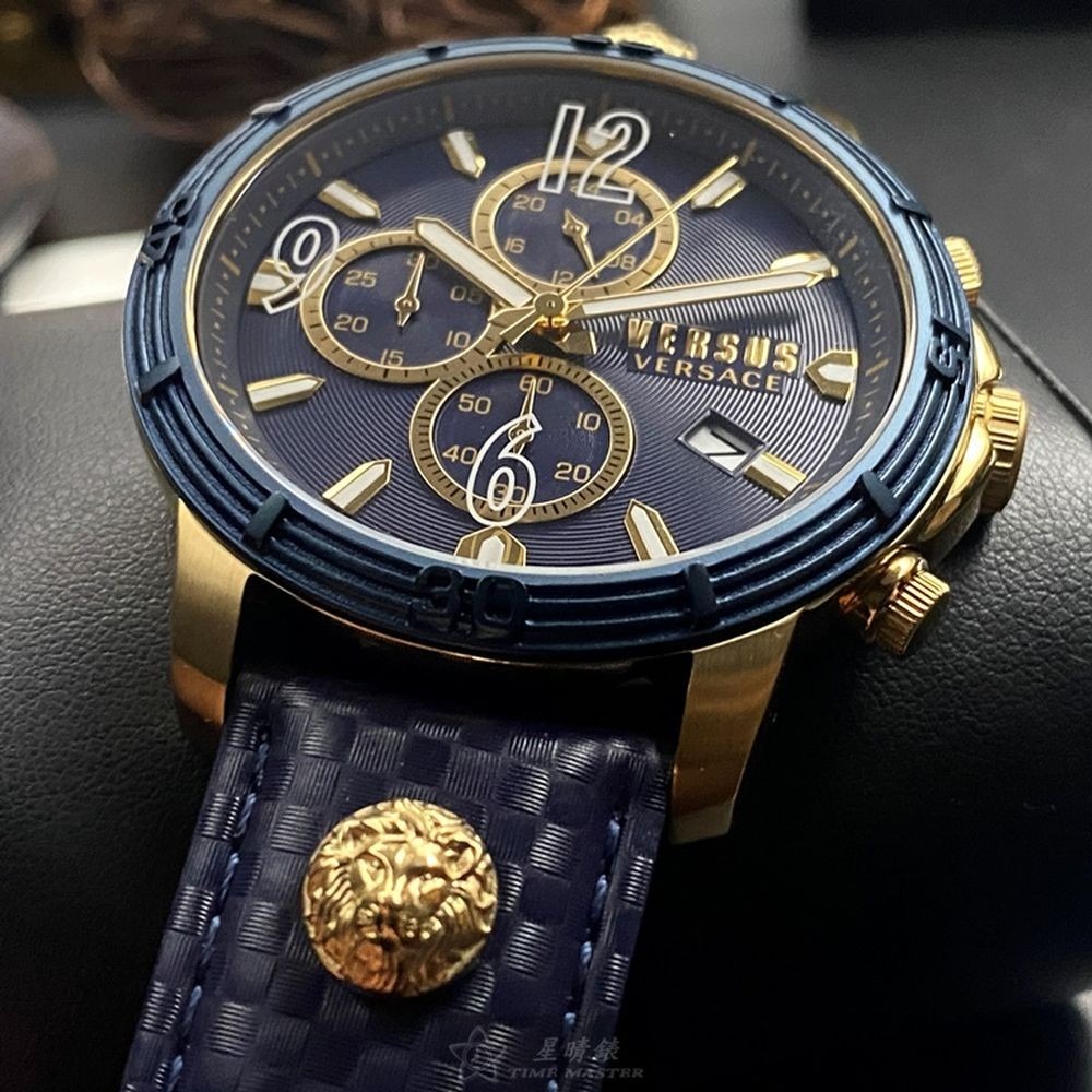 VERSUS VERSACE:手錶,型號:VV00165,男錶46mm寶藍錶殼寶藍色錶面真皮皮革錶帶款-細節圖9