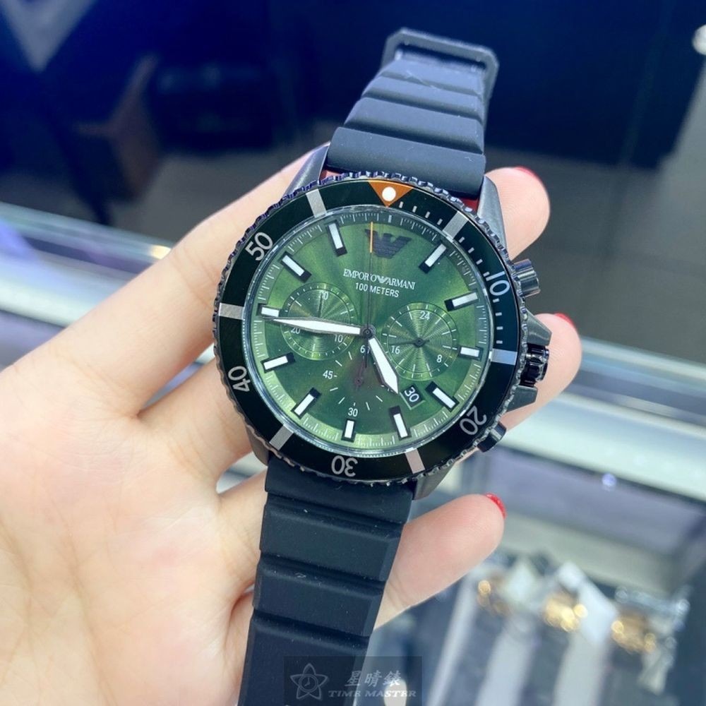 ARMANI:手錶,型號:AR00013,男錶42mm墨綠色錶殼墨綠色錶面矽膠錶帶款-細節圖6