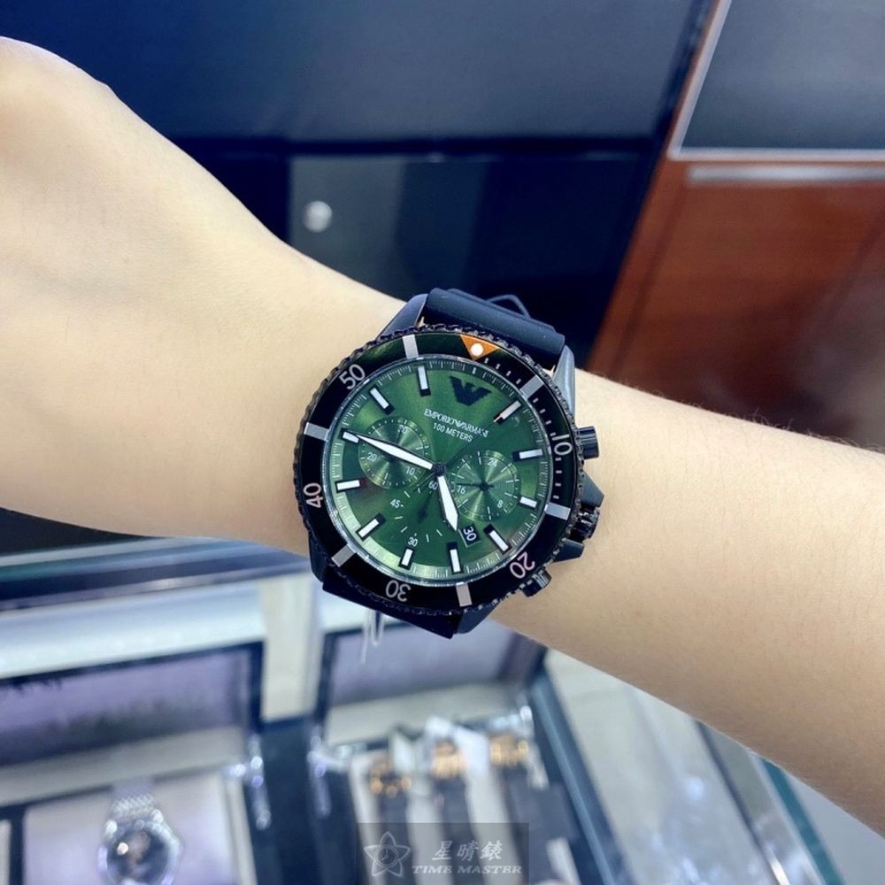 ARMANI:手錶,型號:AR00013,男錶42mm墨綠色錶殼墨綠色錶面矽膠錶帶款-細節圖7