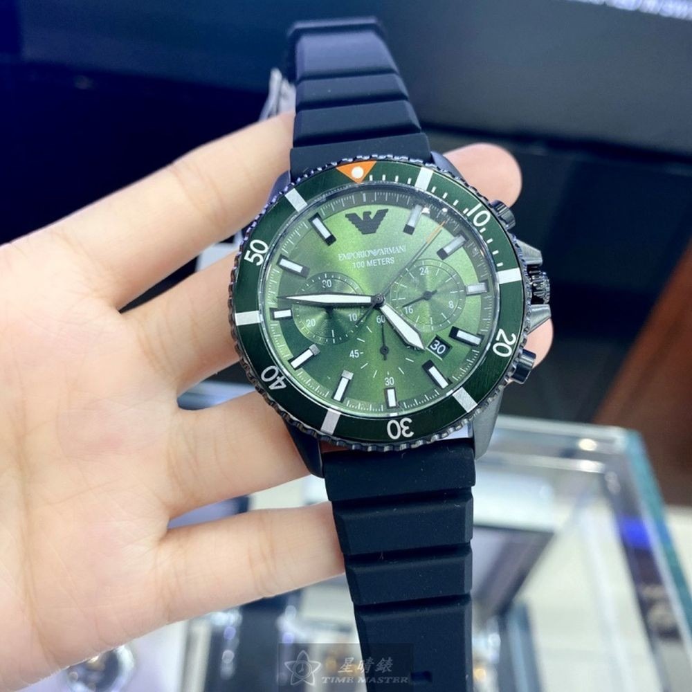 ARMANI:手錶,型號:AR00013,男錶42mm墨綠色錶殼墨綠色錶面矽膠錶帶款-細節圖8