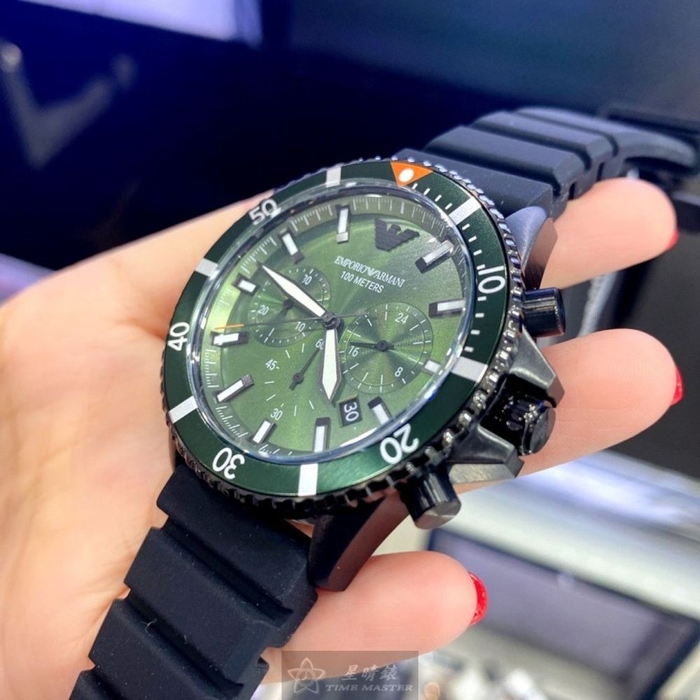 ARMANI:手錶,型號:AR00013,男錶42mm墨綠色錶殼墨綠色錶面矽膠錶帶款-細節圖9