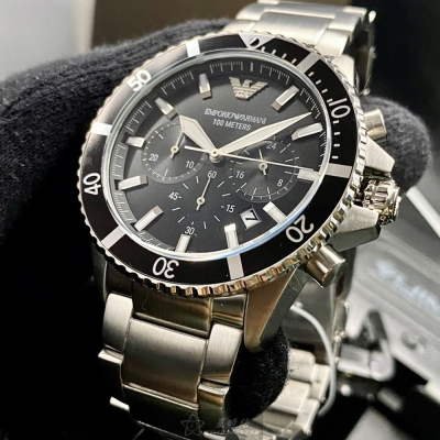 ARMANI:手錶,型號:AR00014,男錶42mm黑錶殼黑色錶面精鋼錶帶款