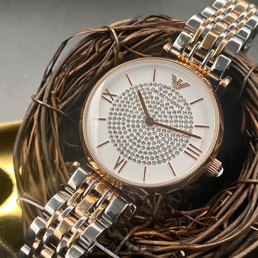 ARMANI:手錶,型號:AR00017,女錶32mm玫瑰金錶殼白色錶面精鋼錶帶款-細節圖5