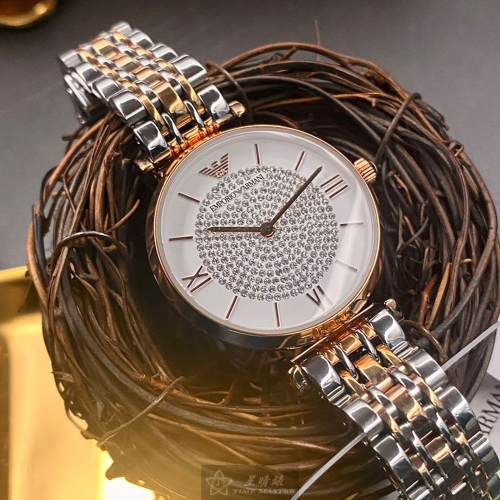 ARMANI:手錶,型號:AR00017,女錶32mm玫瑰金錶殼白色錶面精鋼錶帶款-細節圖6