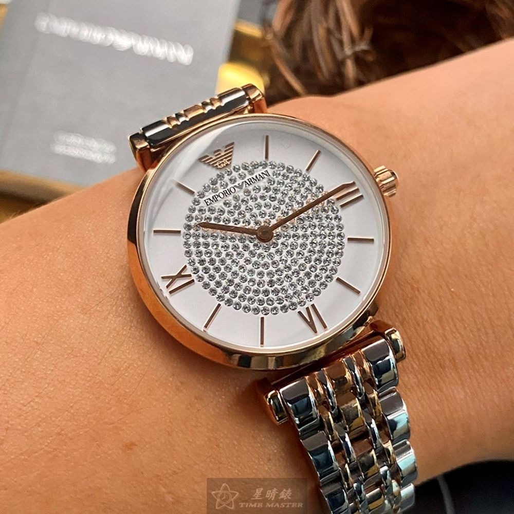 ARMANI:手錶,型號:AR00017,女錶32mm玫瑰金錶殼白色錶面精鋼錶帶款-細節圖7