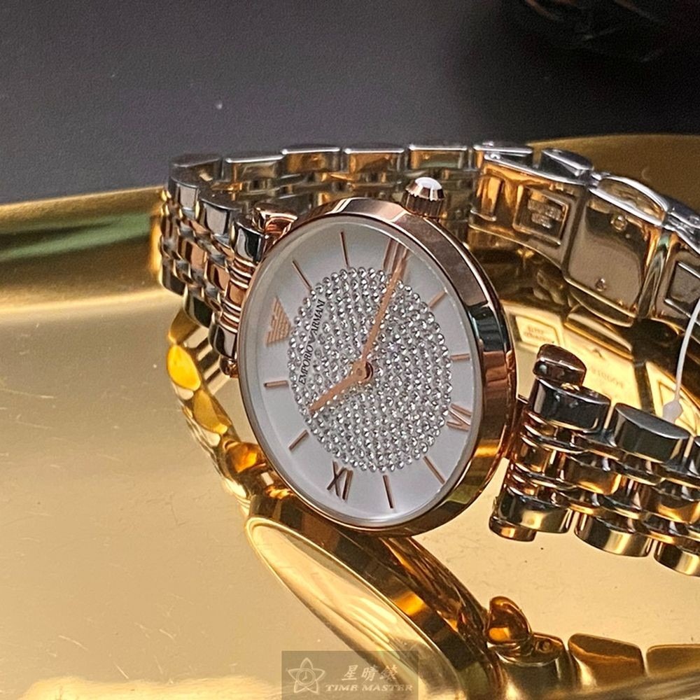 ARMANI:手錶,型號:AR00017,女錶32mm玫瑰金錶殼白色錶面精鋼錶帶款-細節圖9