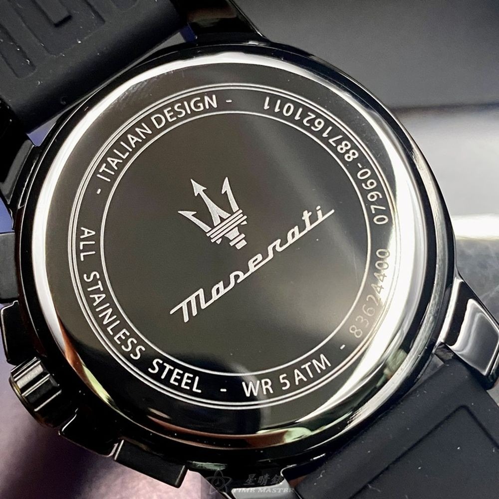 MASERATI:手錶,型號:R8871621011,男錶44mm黑錶殼黑色錶面矽膠錶帶款-細節圖4