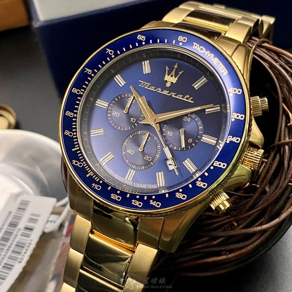 MASERATI:手錶,型號:R8873640008,男錶44mm寶藍錶殼寶藍色錶面精鋼錶帶款-細節圖4