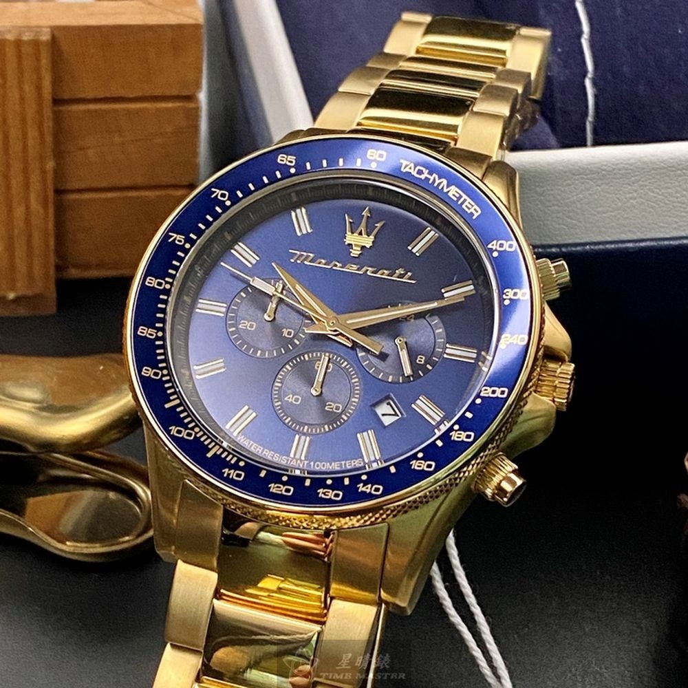 MASERATI:手錶,型號:R8873640008,男錶44mm寶藍錶殼寶藍色錶面精鋼錶帶款-細節圖7