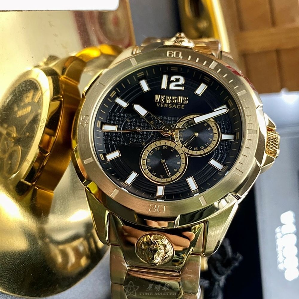 VERSUS VERSACE:手錶,型號:VV00037,男錶44mm金色錶殼黑色錶面精鋼錶帶款-細節圖2