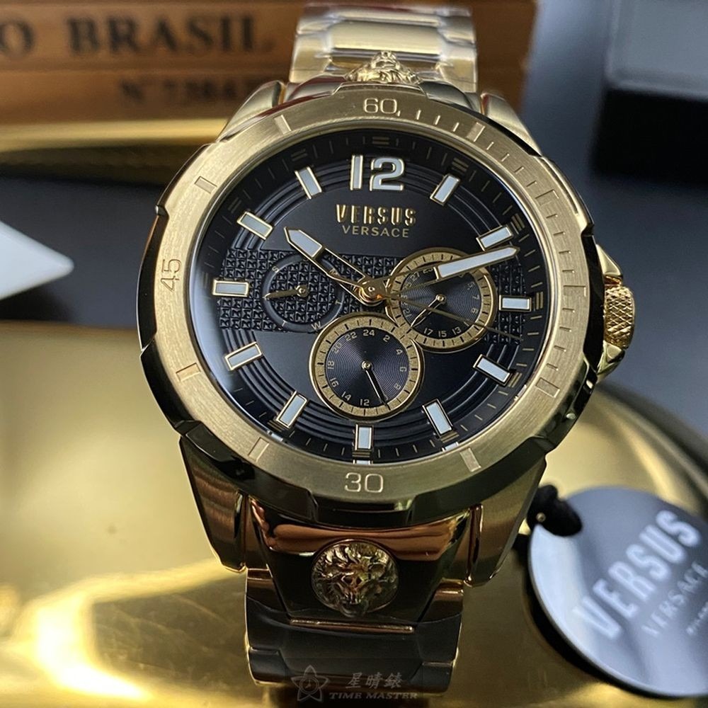 VERSUS VERSACE:手錶,型號:VV00037,男錶44mm金色錶殼黑色錶面精鋼錶帶款-細節圖3