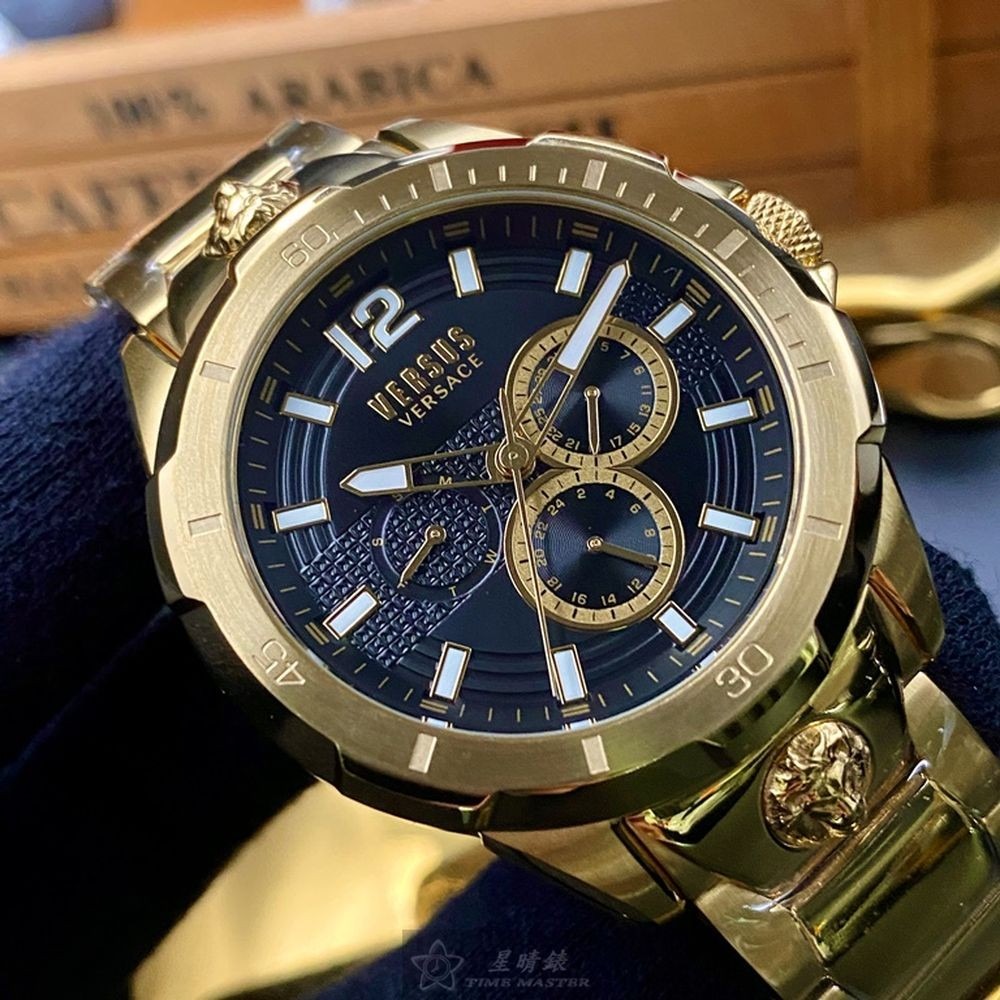 VERSUS VERSACE:手錶,型號:VV00037,男錶44mm金色錶殼黑色錶面精鋼錶帶款-細節圖4