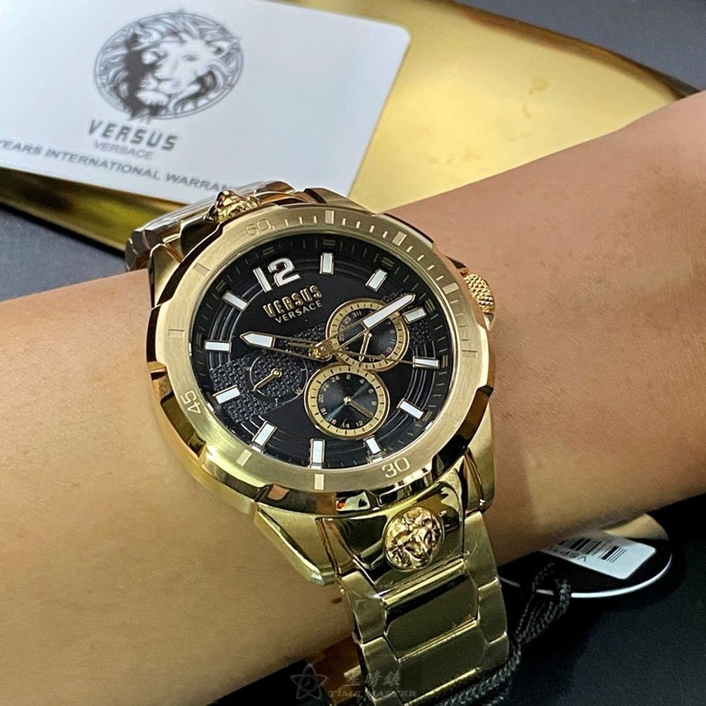 VERSUS VERSACE:手錶,型號:VV00037,男錶44mm金色錶殼黑色錶面精鋼錶帶款-細節圖9