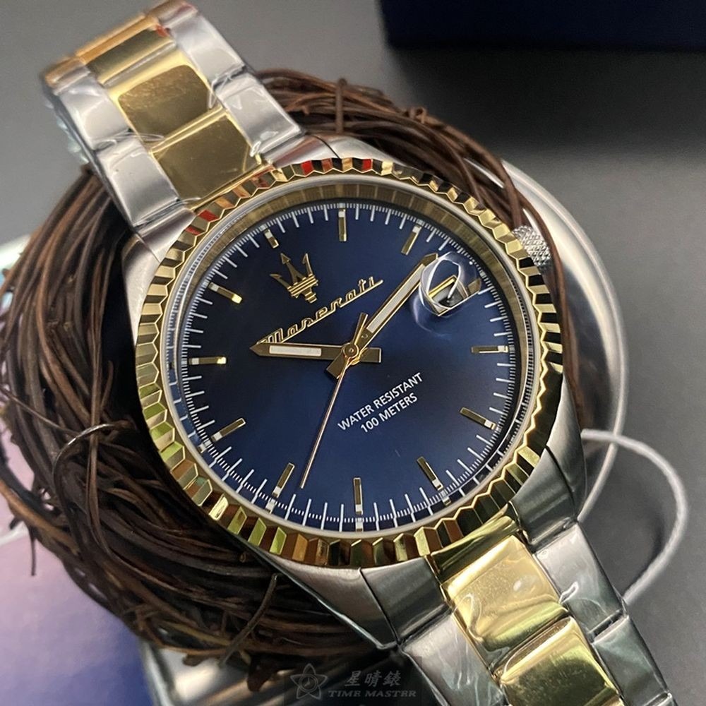 MASERATI:手錶,型號:R8853100027,男女通用錶42mm金銀相間錶殼寶藍色錶面精鋼錶帶款-細節圖2