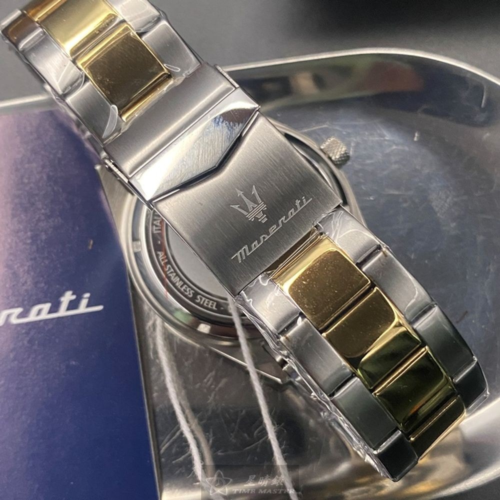 MASERATI:手錶,型號:R8853100027,男女通用錶42mm金銀相間錶殼寶藍色錶面精鋼錶帶款-細節圖6