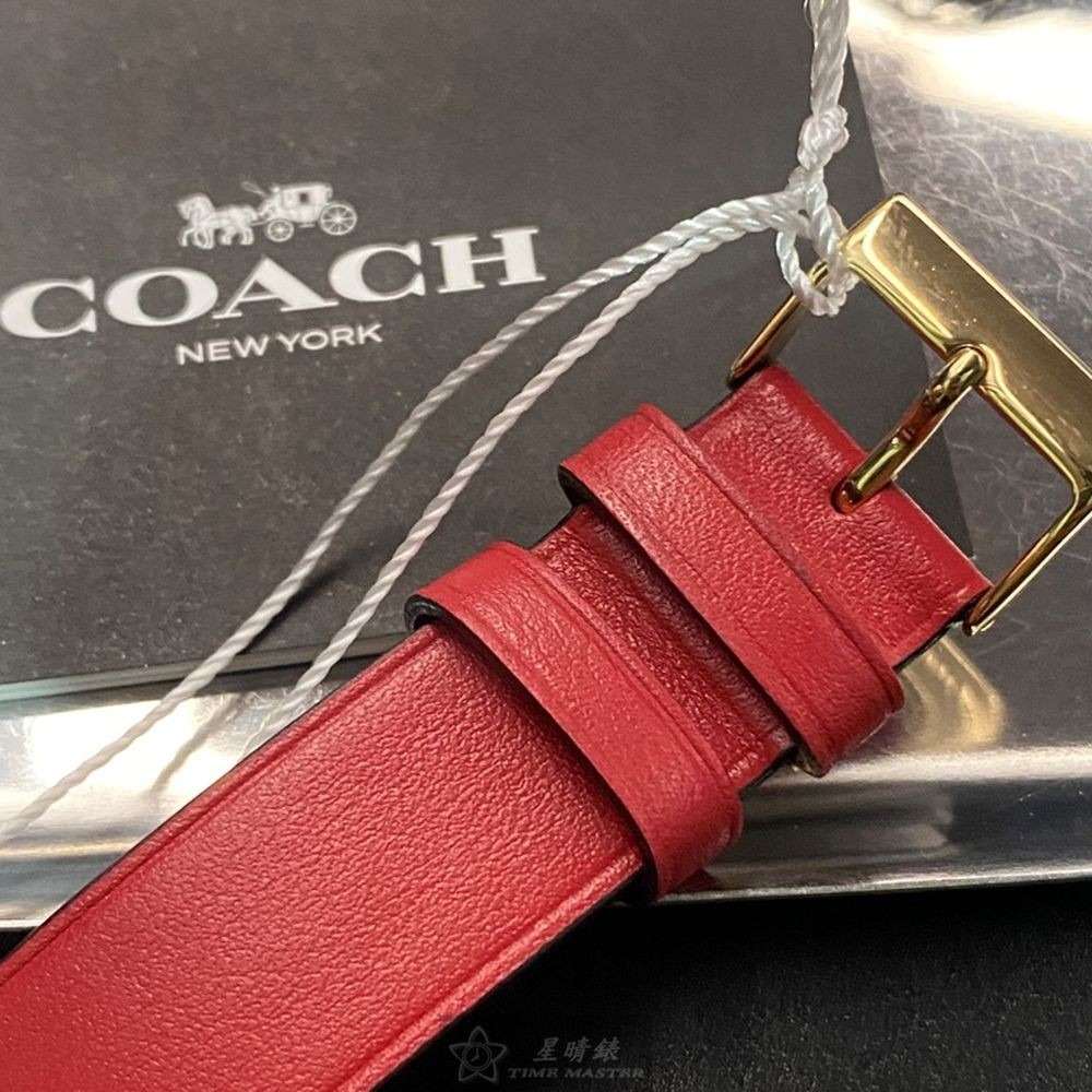 COACH:手錶,型號:CH00116,女錶36mm玫瑰金錶殼大紅色錶面真皮皮革錶帶款-細節圖6