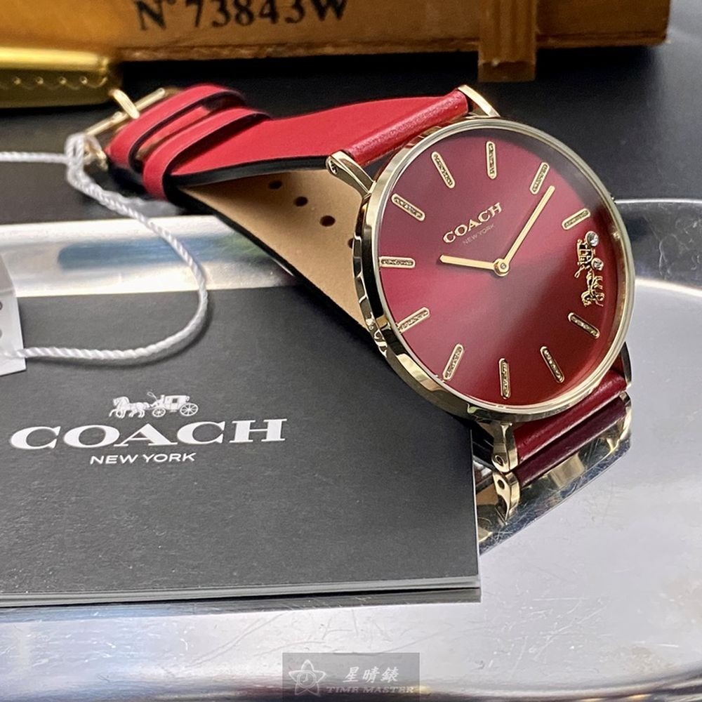 COACH:手錶,型號:CH00116,女錶36mm玫瑰金錶殼大紅色錶面真皮皮革錶帶款-細節圖9