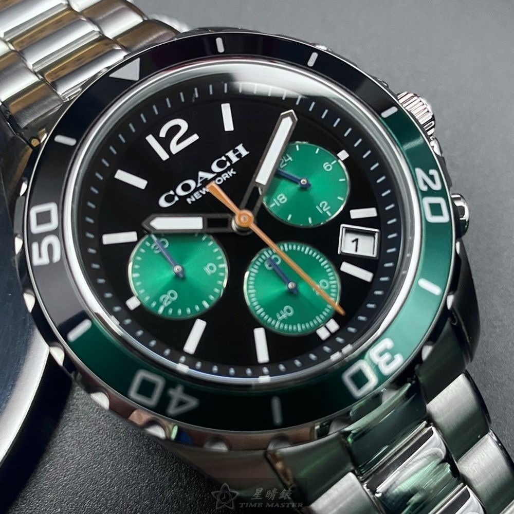 COACH:手錶,型號:CH00118,男錶44mm墨綠色錶殼黑色錶面精鋼錶帶款-細節圖2