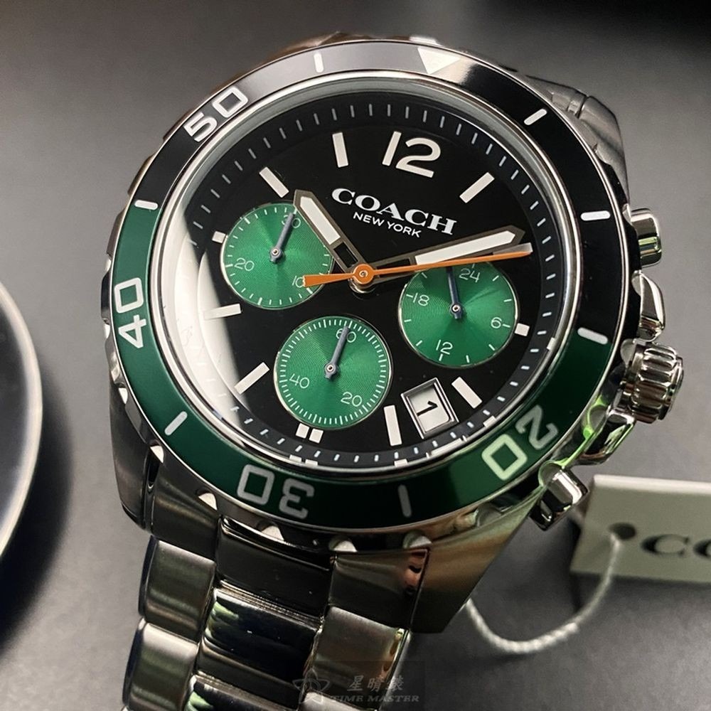 COACH:手錶,型號:CH00118,男錶44mm墨綠色錶殼黑色錶面精鋼錶帶款-細節圖5