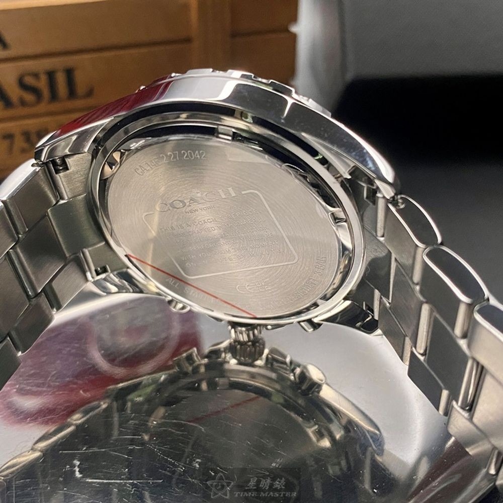 COACH:手錶,型號:CH00118,男錶44mm墨綠色錶殼黑色錶面精鋼錶帶款-細節圖6