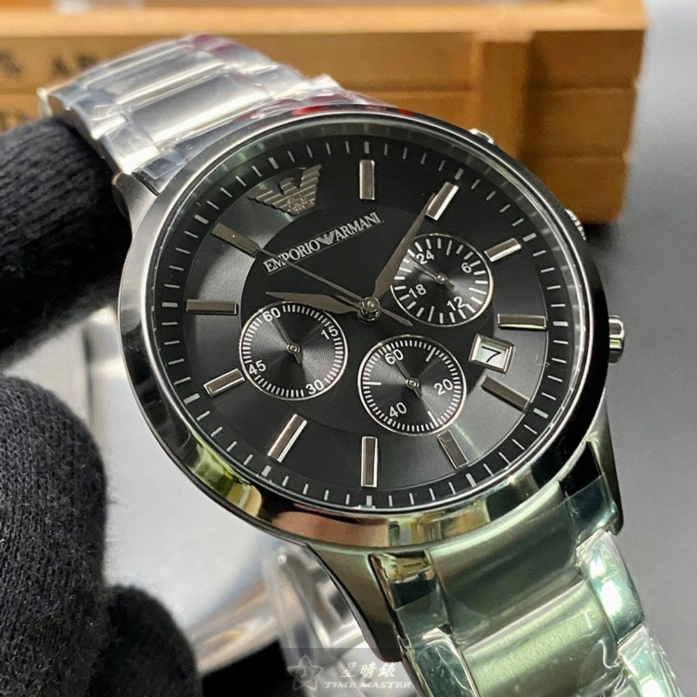 ARMANI:手錶,型號:AR00019,男錶42mm銀錶殼黑色錶面精鋼錶帶款-細節圖9