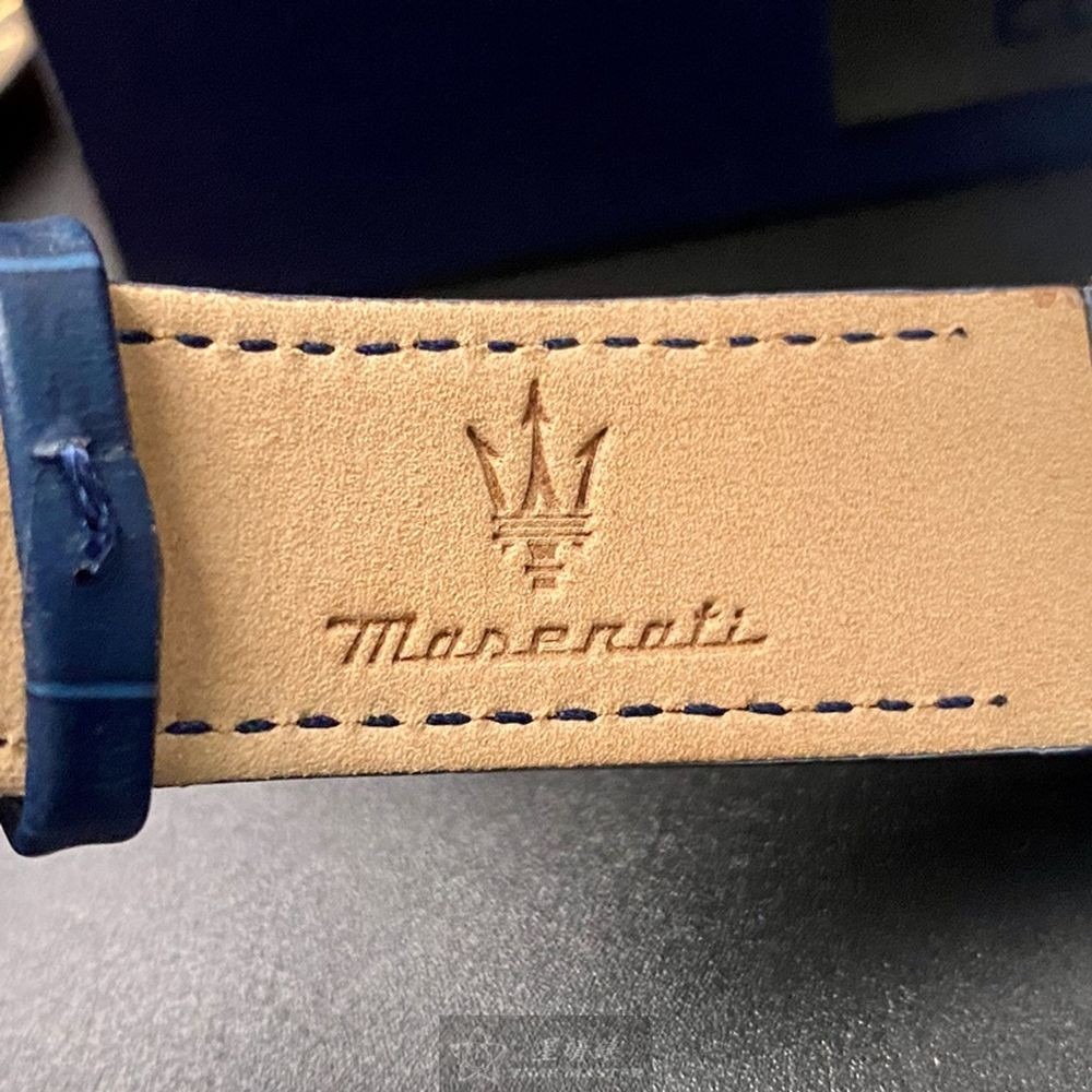 MASERATI:手錶,型號:R8821142001,男女通用錶42mm金色錶殼白色機械鏤空錶面真皮皮革錶帶款-細節圖7